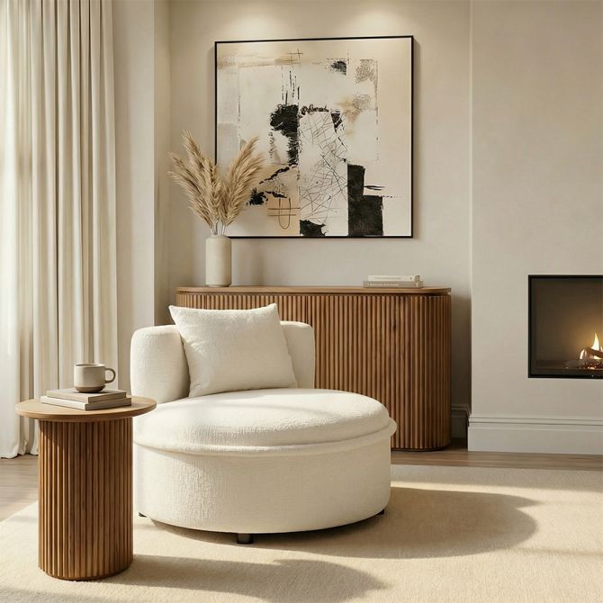 Tubio Silla Lounge - Chenilla Marfil-view2