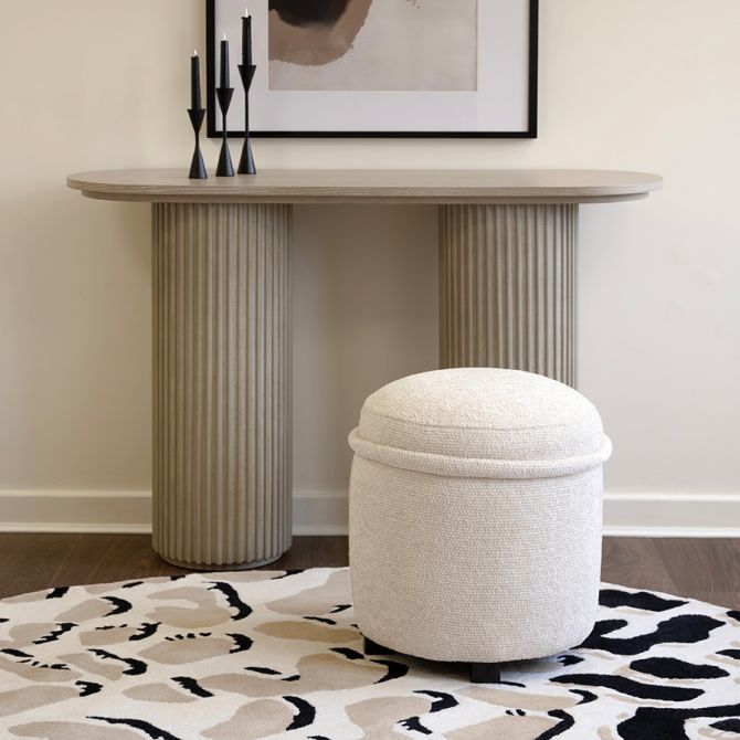 Tubio Fotpall - Ivory Chenille-view2