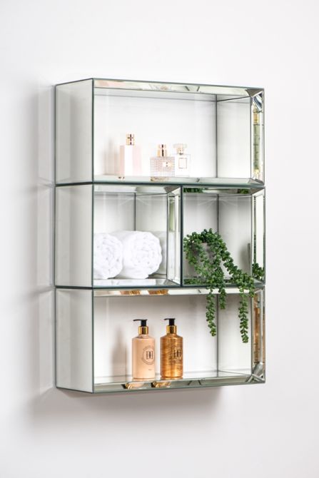 Uno Square Shelf Mirrored Wall, Mirror Wall Shelf Unit