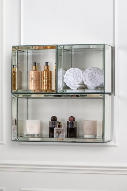 Uno - Mirrored Wall Shelves - 2 Square & 1 Rectangle - Image #0