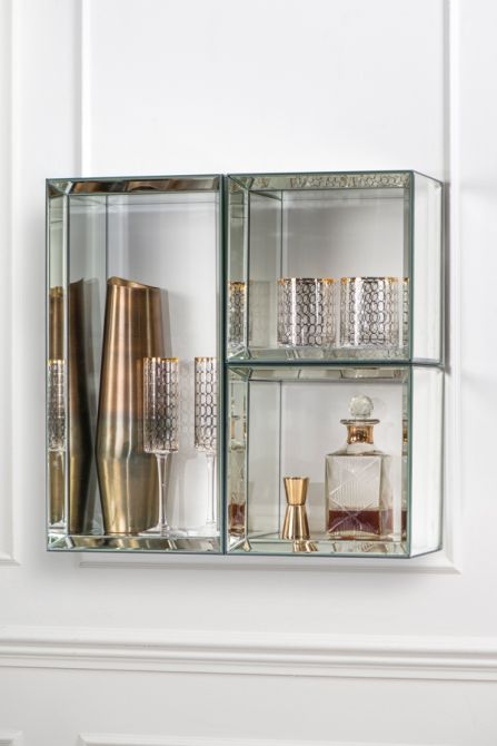 Uno - Mirrored Wall Shelves - 2 Square & 1 Rectangle - Image #0