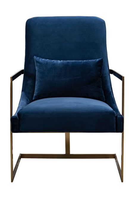 Vantagio Lounge Chair - Navy Blue - Brushed Gold base - Image #0
