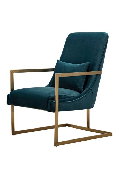 Vantagio Lounge Chair - Peacock - Brushed Gold base - Image #0