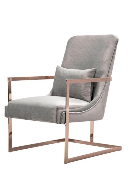 Vantagio Lounge Chair - Dove Grey - Rose Gold base - Image #0