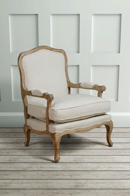 Le Brun - French Oak Oatmeal Occasional Armchair  - Image #0