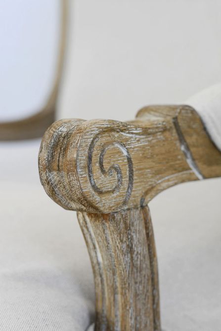 Rosselle - Eiken armleuningzetel met rechthoekige rugleuning in Franse Louis stijl - Beeld #0