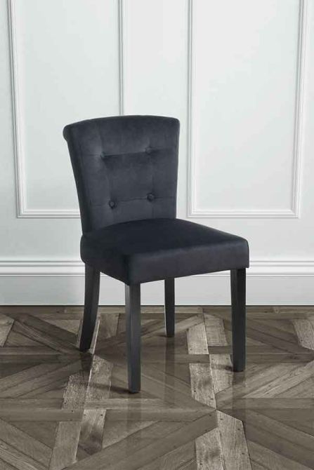 Chaise de salle à manger Positano avec anneau au dos - Noir avec pieds noirs - Image #0