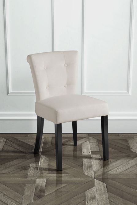 Chaise de salle à manger Positano avec anneau au dos - Crème avec pieds noirs - Image #0