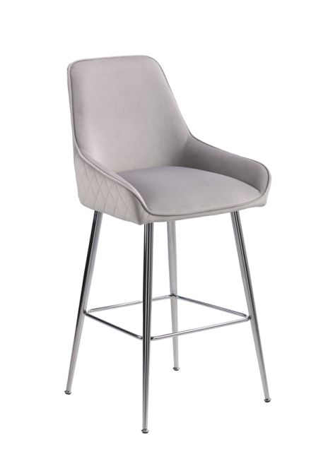 Watson Bar Stool - Dove Grey - Silver