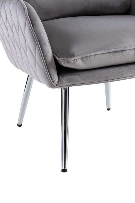 Watson Fauteuil, piétement argent - Gris colombe-view4