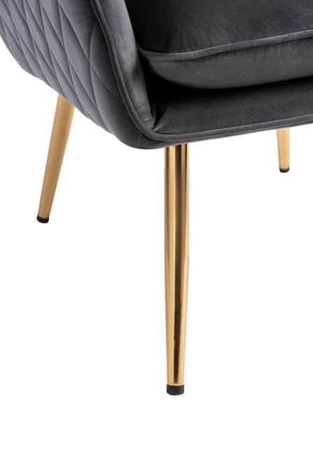 Watson Fauteuil, piétement laiton - Gris fumé-view4