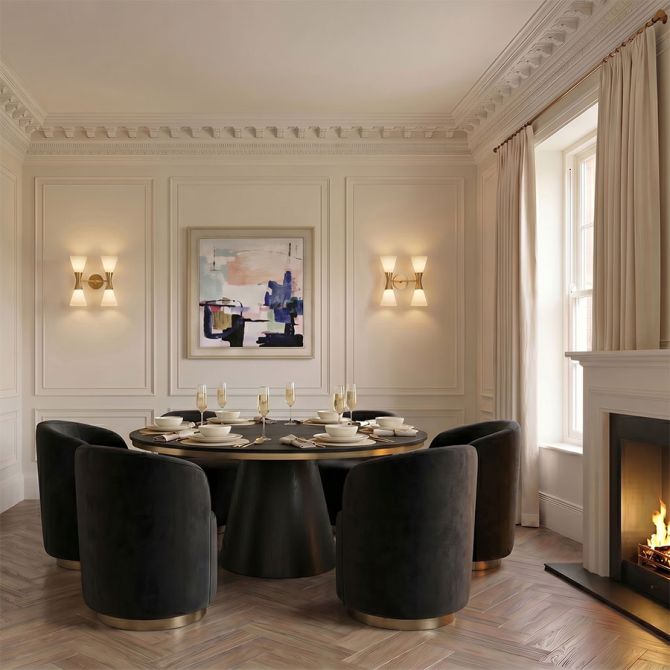 West End Draaibare Eetkamerstoel Zwart - Messing Onderstel-view2