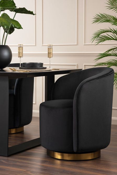 West End Sedia da pranzo girevole - Nera - Ottone-view2