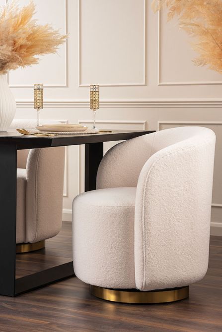 West End Sedia da pranzo girevole - Avorio Borg – Ottone-view2