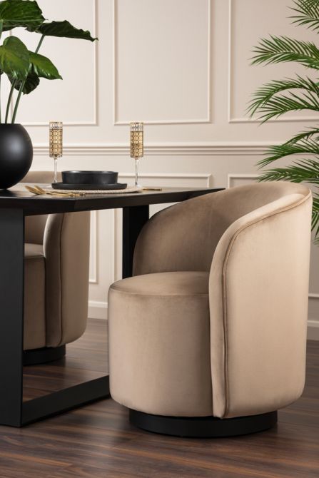 West End Draaibare Eetkamerstoel Taupe - Zwart Onderstel-view2