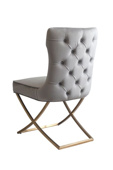 Wexler Dining Chair Dove Grey -Brass Base   - Image #0