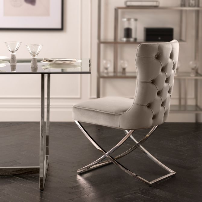 Wexler Dining Chair  Dove Grey -Silver Base   - Image #0
