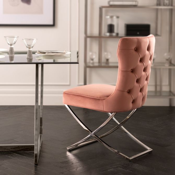 Wexler Dining Chair  Blush Pink -Silver Base   - Image #0
