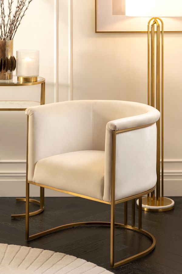 Aria Tub Chair Chalk Brass
