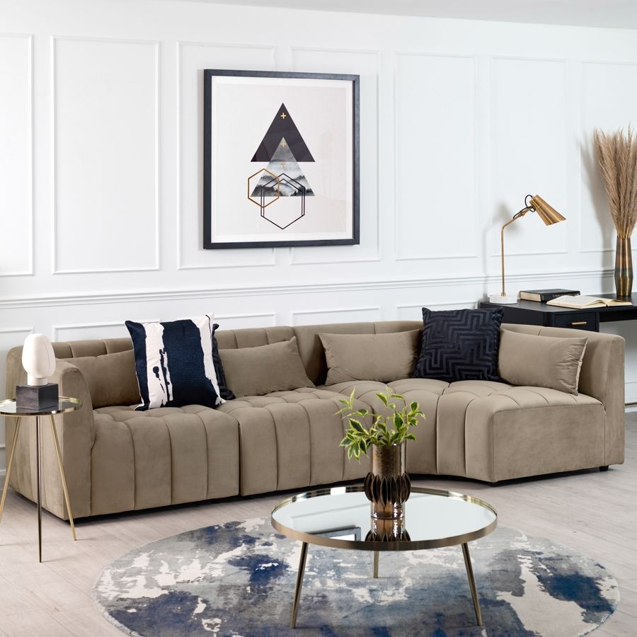 Essen Right Hand Curved Corner Sofa – Taupe / My-Furniture