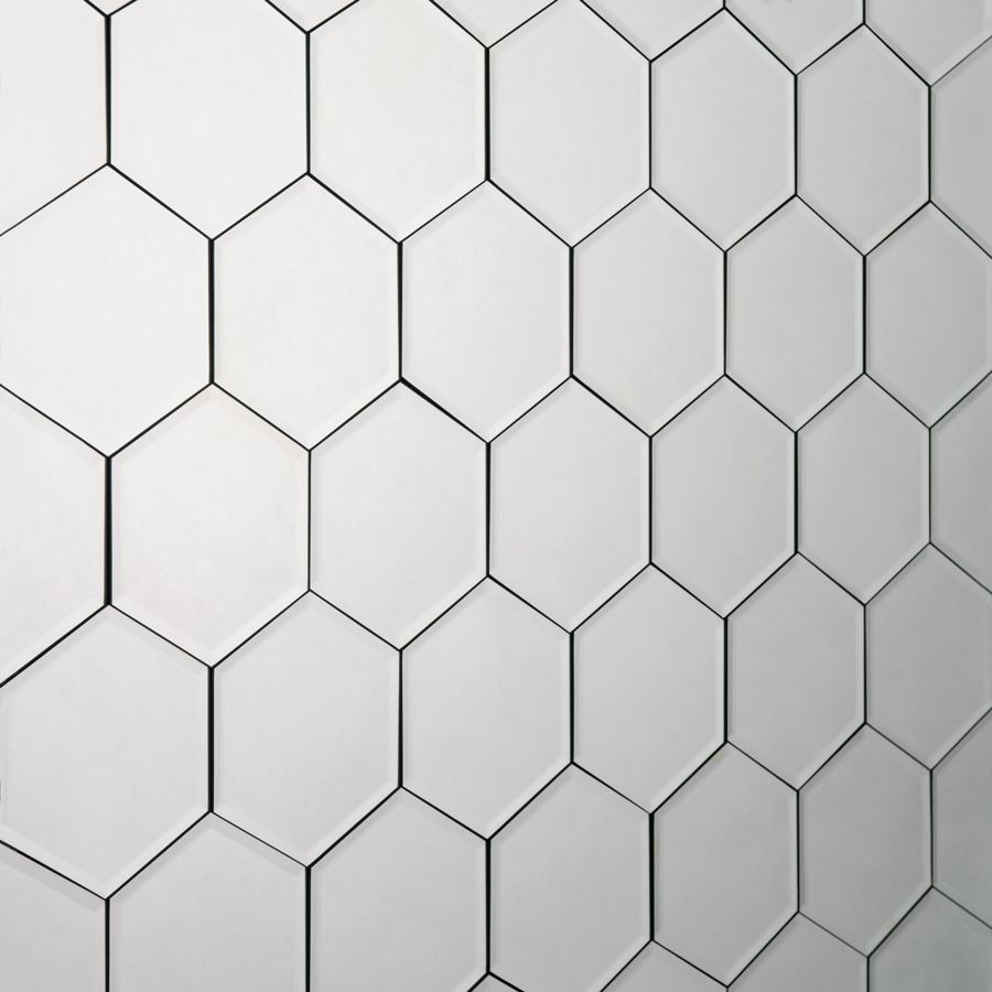 Hexagonal bevelled mirror tiles Silver mirrored hexagonal bevelled