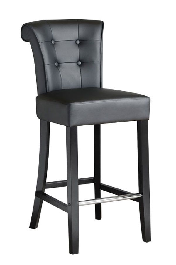 Positano black PU Leather Bar stool with ring back black PU leather My Furniture