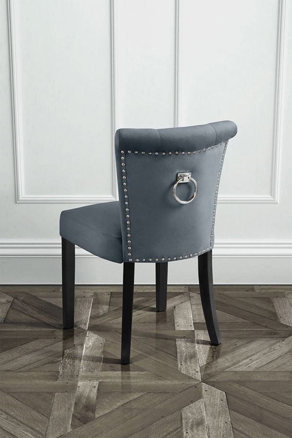 Positano smoke dining chair with ring back and stud detailing My furniture