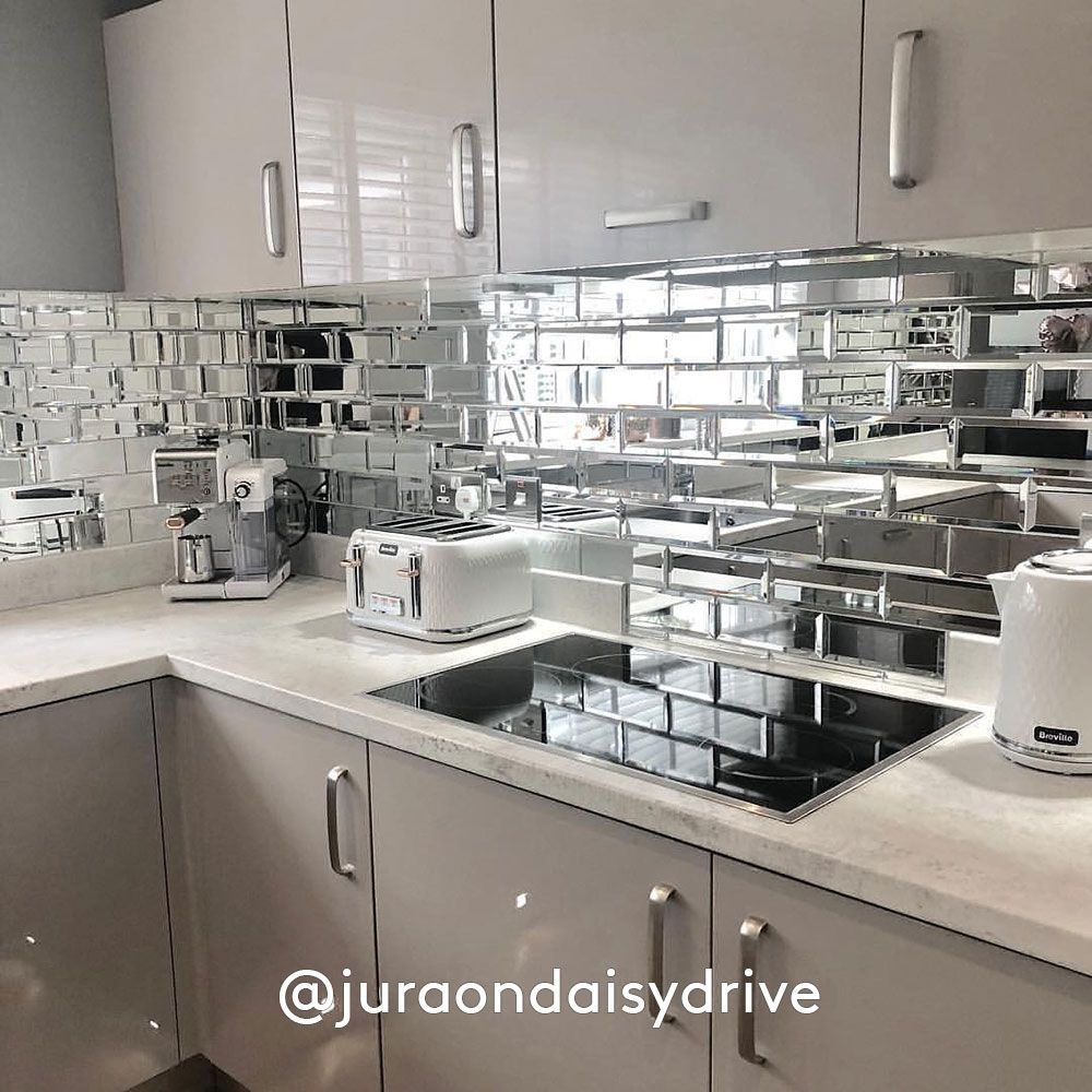 200x75 bevelled mirror tiles Silver mirrored bevelled brick shape