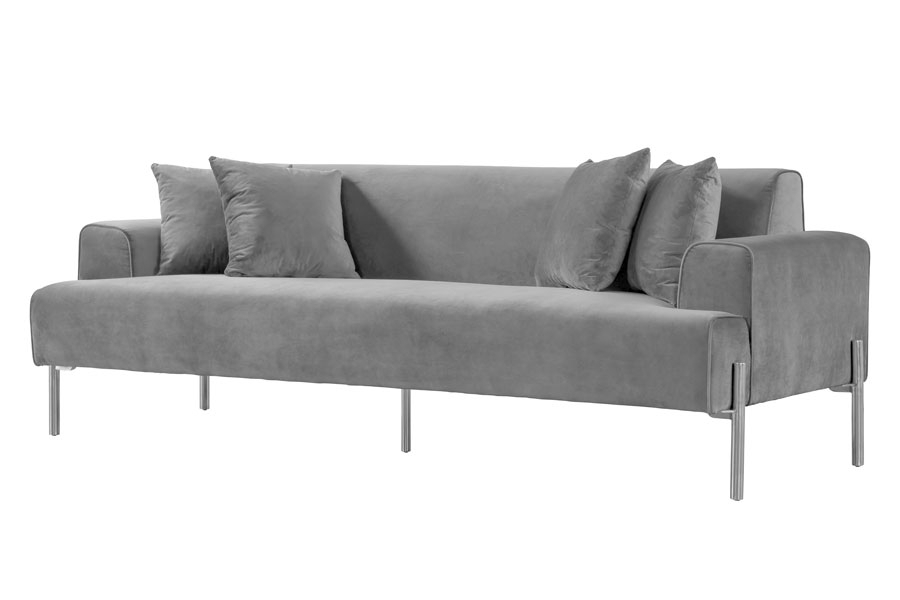 Duke Three Seat Sofa - Dove Grey - Brass Legs