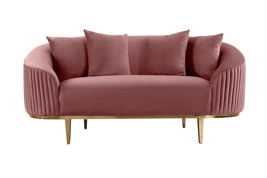 Image of Ella Two Seat Sofa - Blush Pink- Brass Base