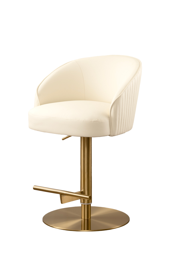 Ella Bar Stool - Cream Faux Leather - Brass Base