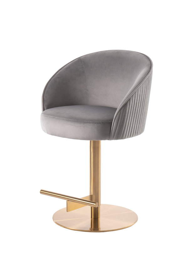 Ella Bar Stool - Dove Grey - Brass Base
