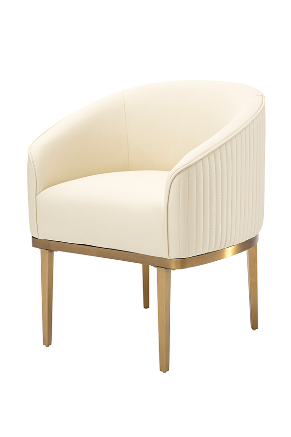 Ella Dining Chair Cream Faux Leather – Brass Base