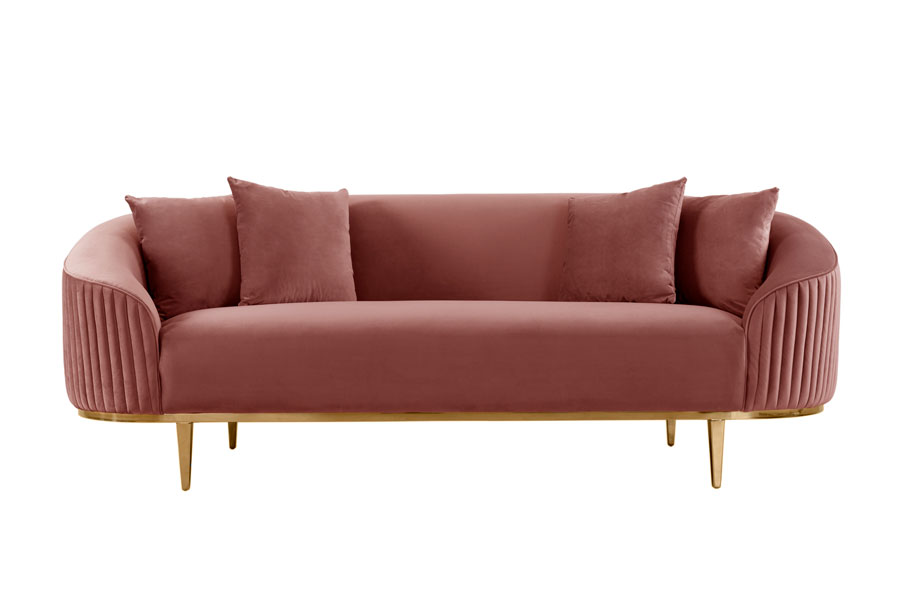 Image of Ella Three Seat Sofa - Blush Pink - Brass Base