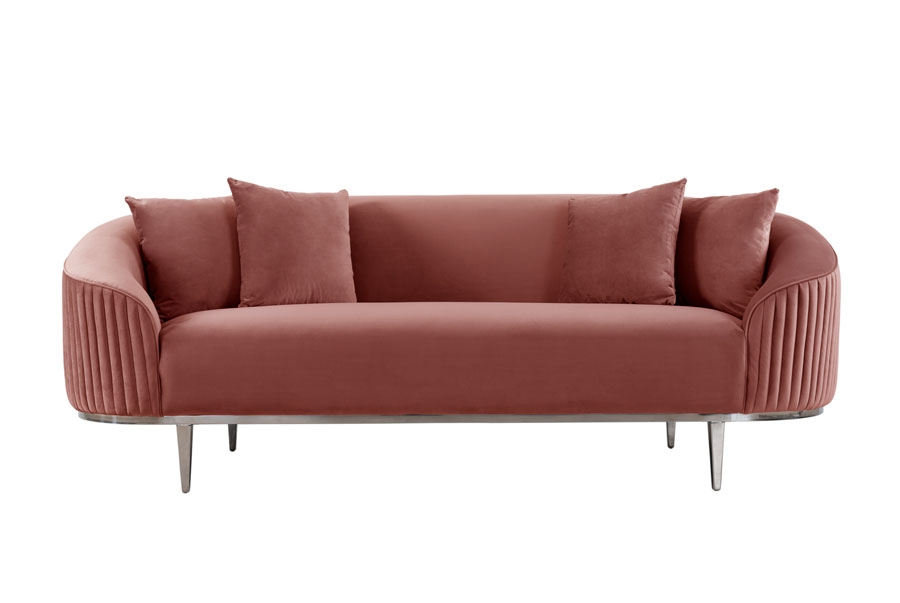 Image of Ella Three Seat Sofa - Blush Pink - Polished chrome base
