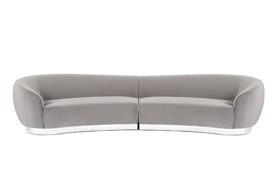 Equinox Six Seat Sofa – Dove Grey – Polished Chrome Base