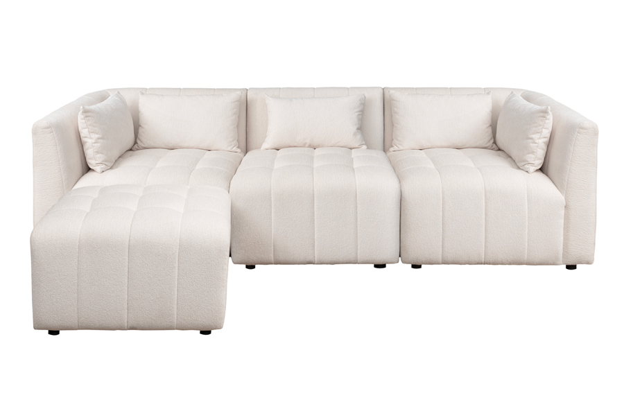 Essen Three Seat Corner Sofa – Ivory Chenille