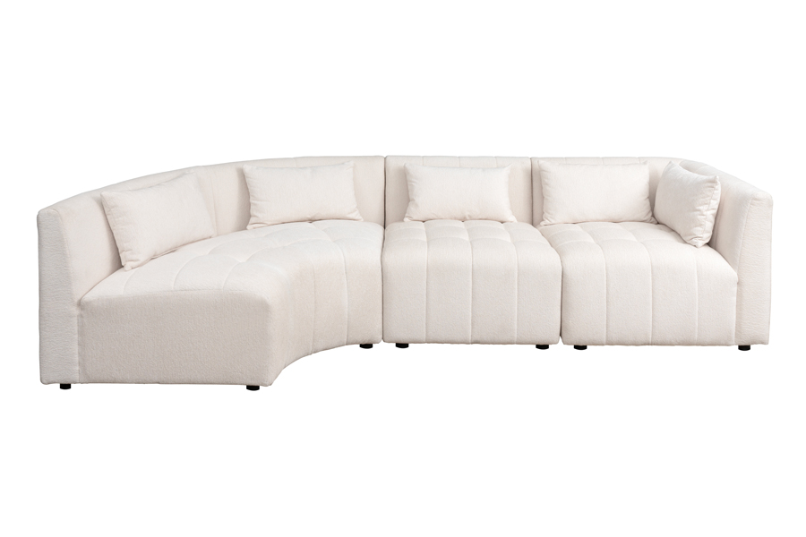 Essen Left Hand Curved Corner Sofa – Ivory Chenille