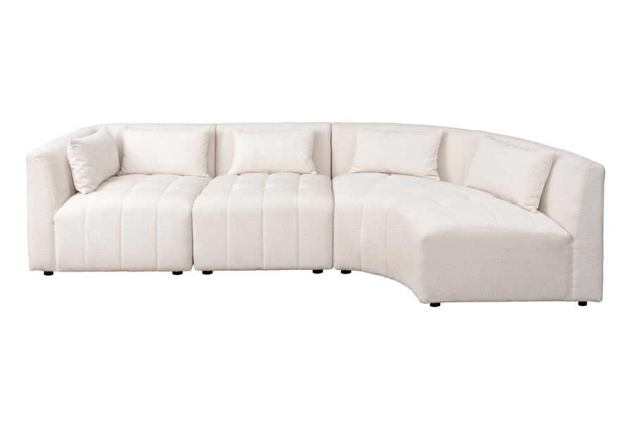 Essen Right Hand Curved Corner Sofa – Ivory Chenille