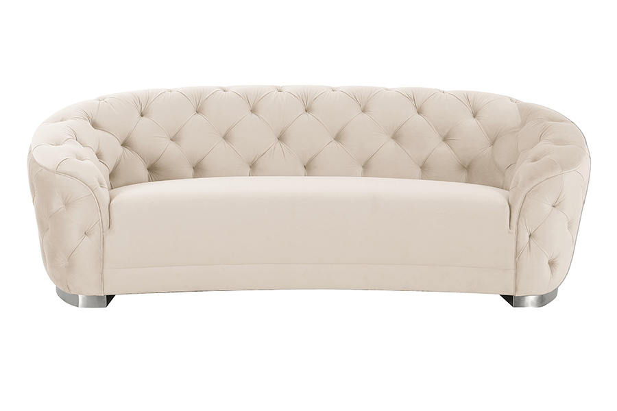 Fairfield Three Seat Sofa - Chalk - Silver base