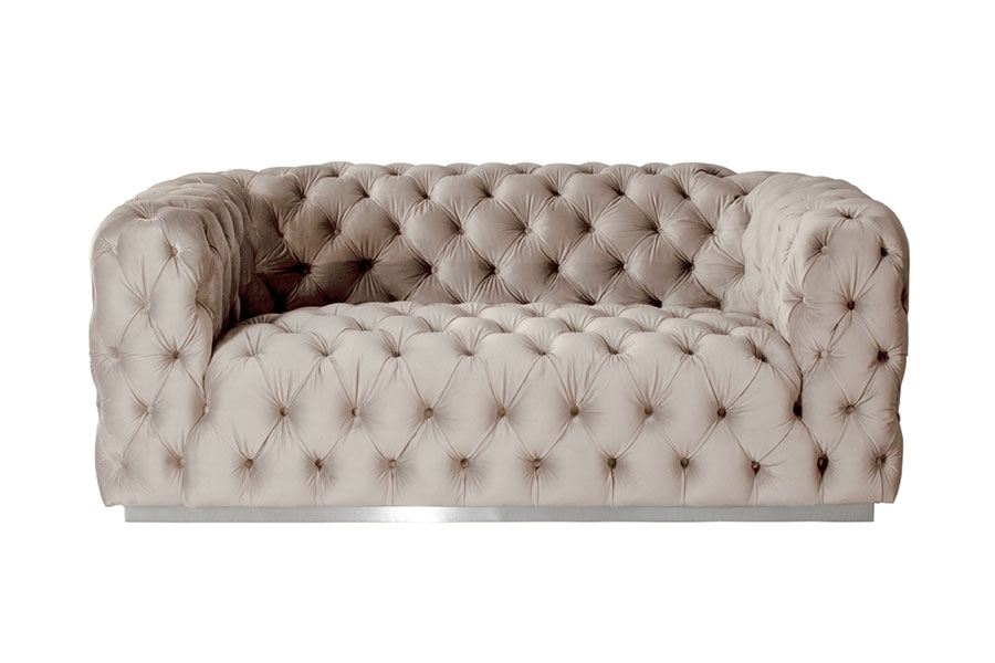 Frankfurt Two Seat Sofa – Taupe with Silver base