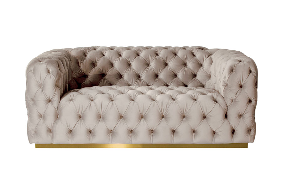 Frankfurt Two seat Sofa  - Taupe with Brass Base