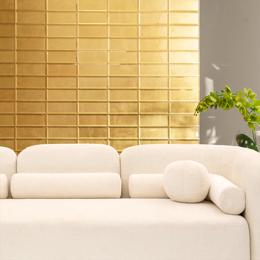 Image of Rectangular Gold Leaf Wall Tiles