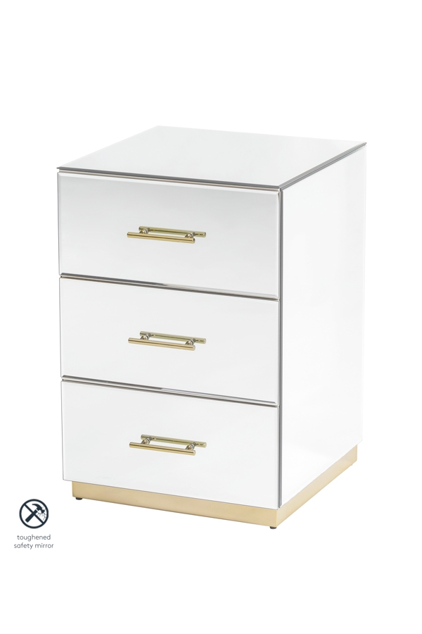 Harper Mirrored Side Table – Champagne Gold Details
