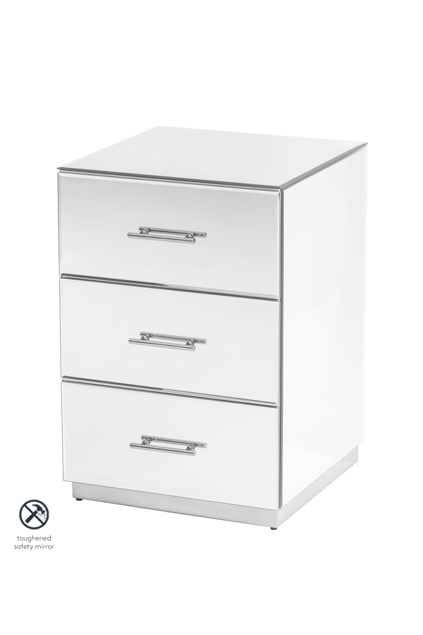 Harper Mirrored Side Table – Silver Details