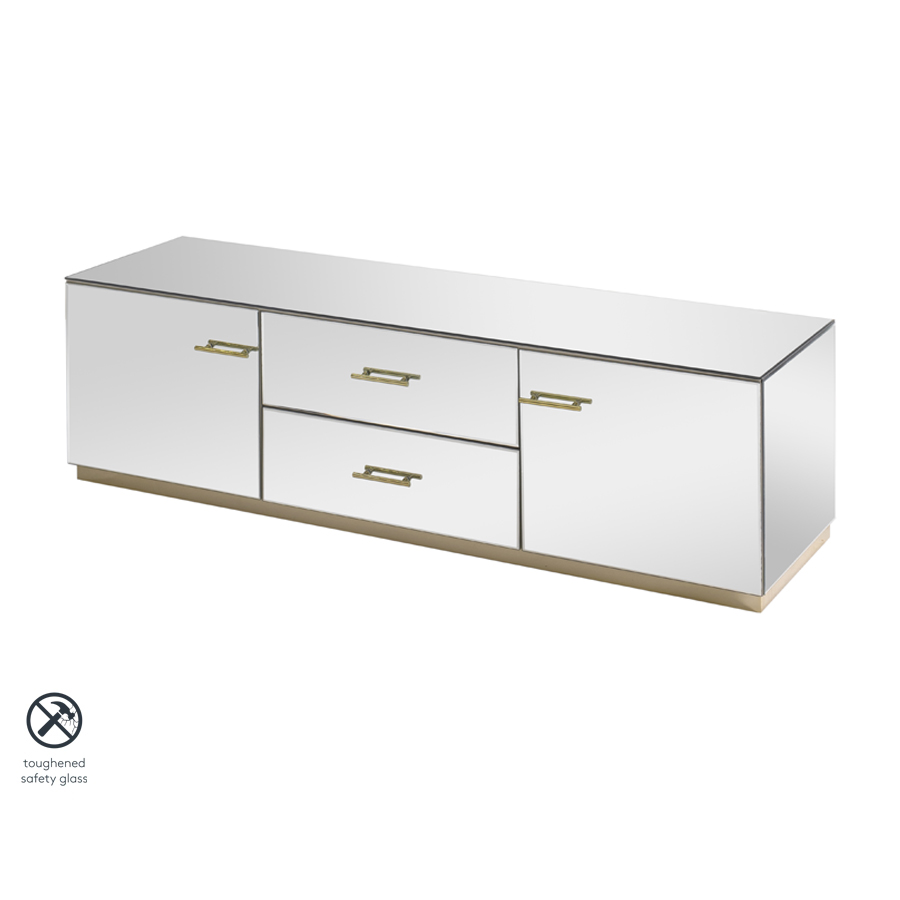 Image of Harper Mirrored Media Unit ??? Champagne Gold Details