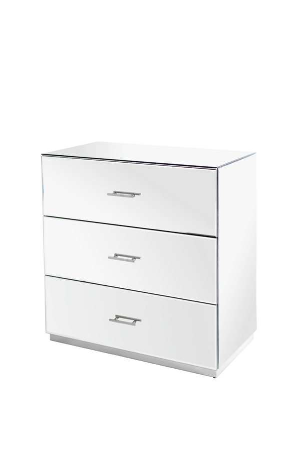Harper Mirrored Chest of Drawers – Silver Details