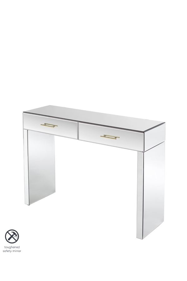 Image of Harper Mirrored Console Table ??? Champagne Gold Details