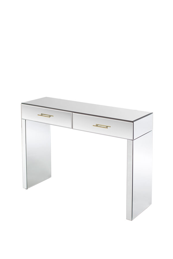 Harper Mirrored Console Table – Champagne Gold Details