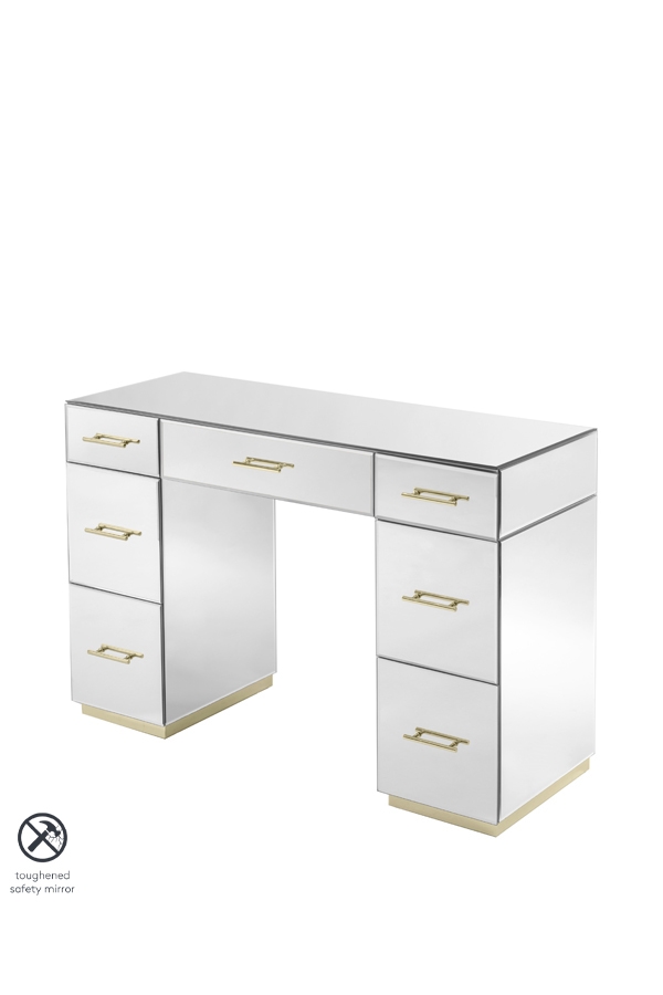 Image of Harper Mirrored Dressing Table ??? Champagne Gold Details